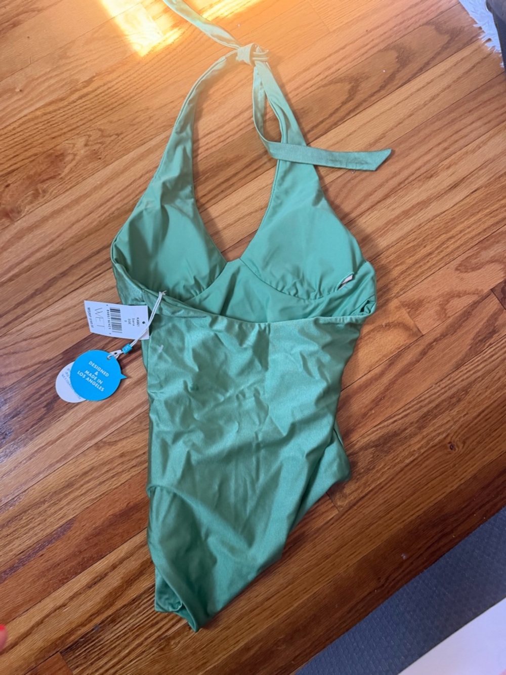 Sage Green Halter One-Piece Swimsuit - Picture 4 of 4